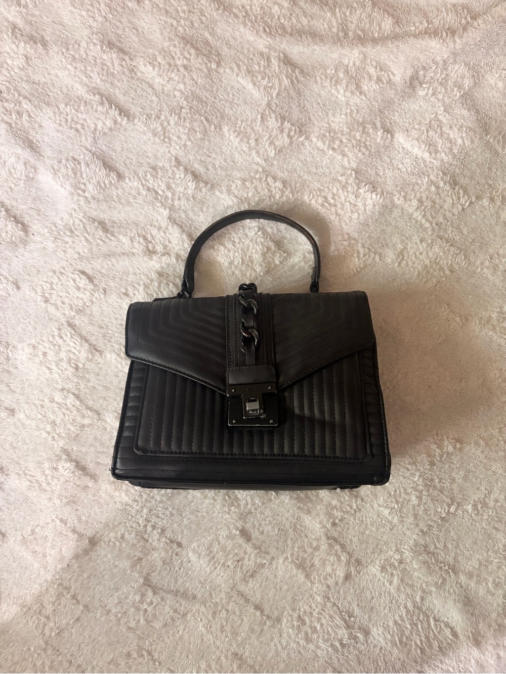 Aldo Black Quilted purse / bag with Logo Plate